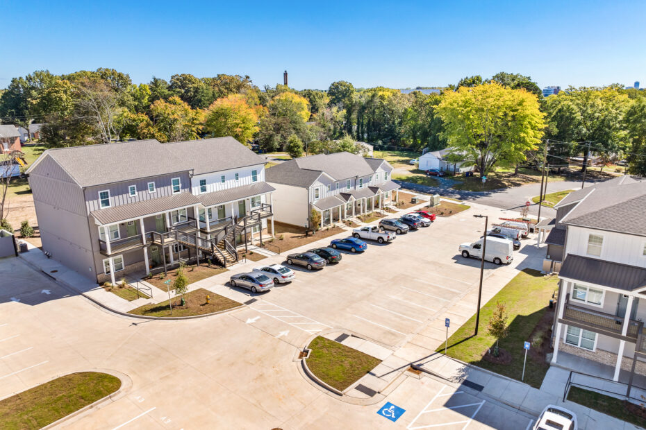 Aerial view of The Haven at Wake community showing proximity to Wake Forest University