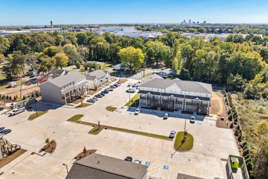 Aerial view of The Haven at Wake community showing proximity to Wake Forest University