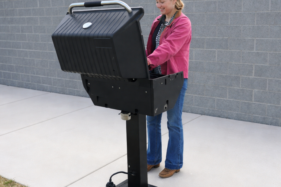 Cozy fire pit and grill station adjacent to the pool and clubhouse at The Haven at Wake.