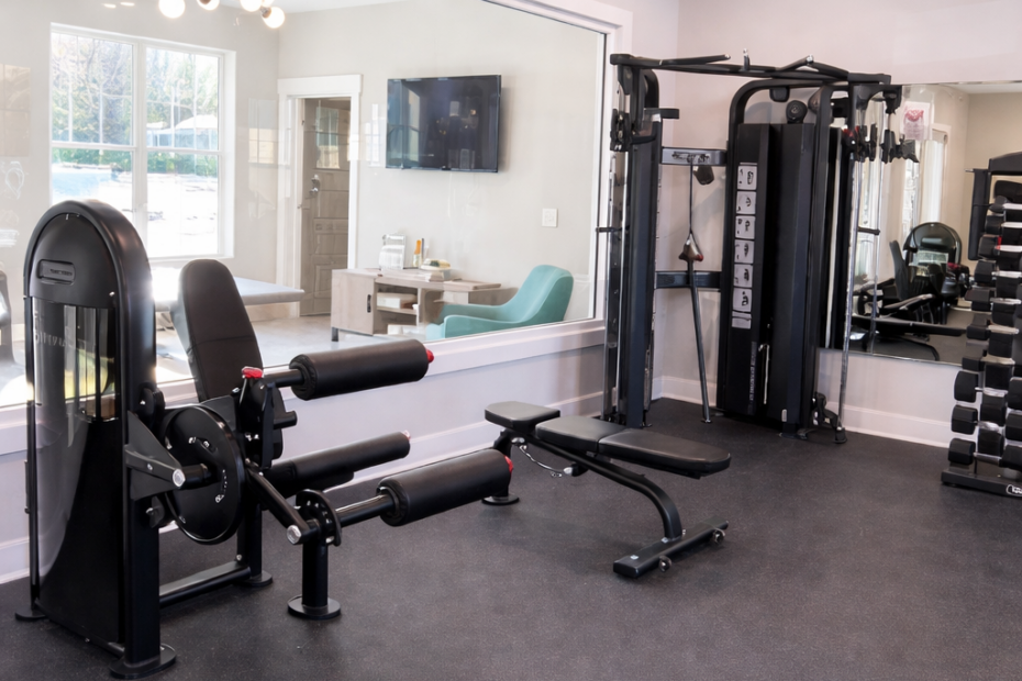 State-of-the-art fitness center with cardio and strength equipment at The Haven at Wake.